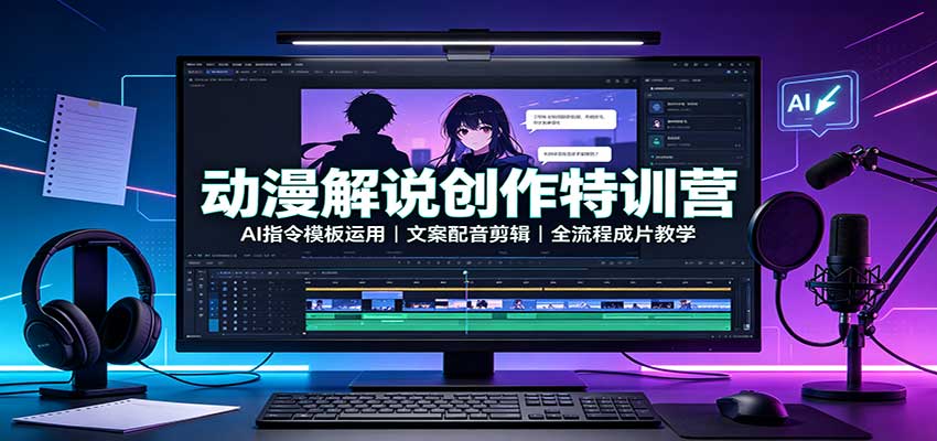 动漫解说AI实操特训：豆包指令模板，文案配音剪辑全流程教学