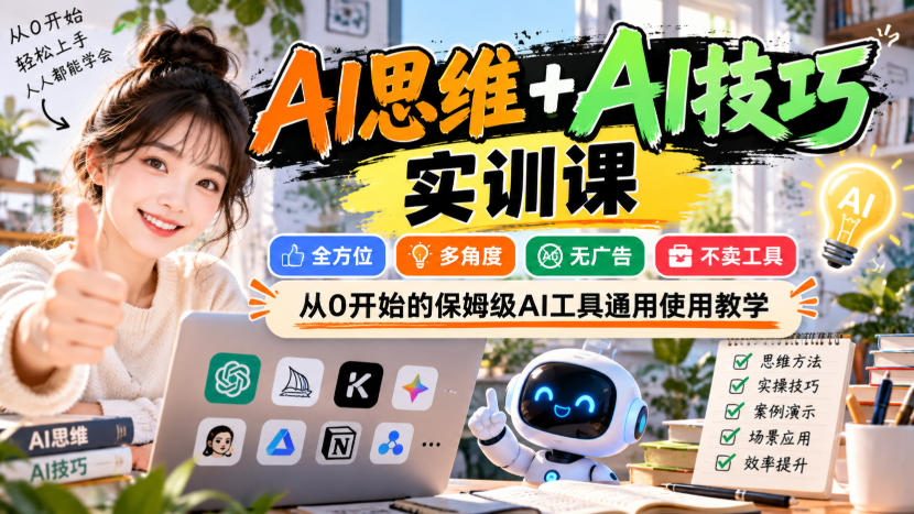 AI思维+AI技巧实训课：0基础保姆级提示词工程与智能体教学