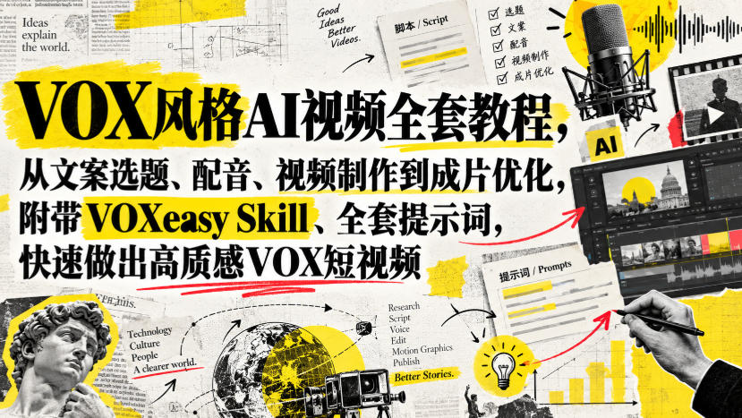 VOX风格AI视频教程：voxeasy提示词与配音全流程，快速出片