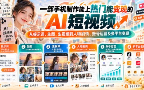 一部手机做AI短视频变现课：即梦豆包生图生视频+宠物剧情运营