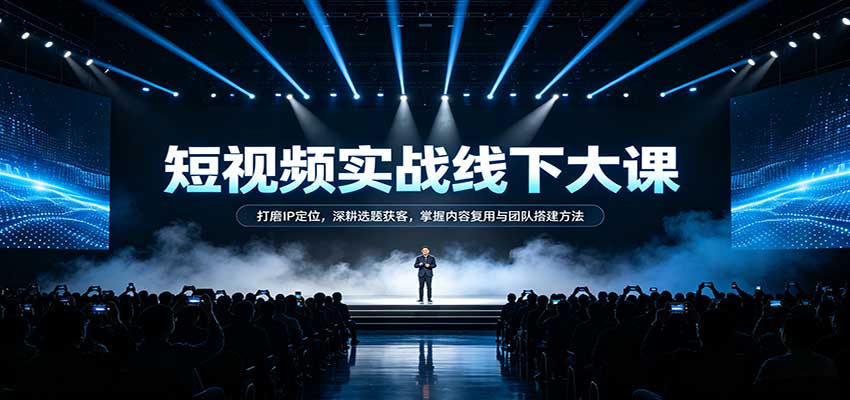 短视频实战线下大课：IP定位选题获客与内容复用团队搭建