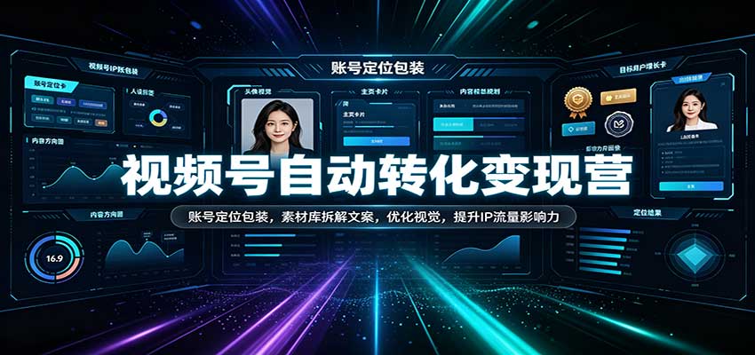 视频号变现营：账号定位包装+素材库文案+视觉流量IP打造