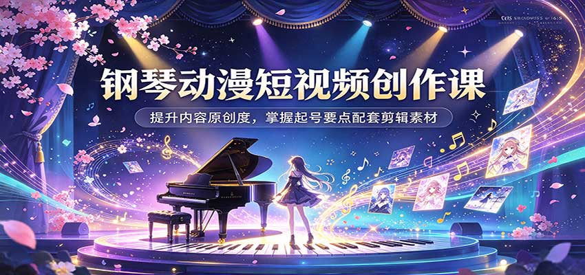 钢琴动漫短视频创作课:原创度提升+起号避坑+剪辑素材 钢琴动漫短视频创作课:原创度提升+起号避坑+剪辑素材