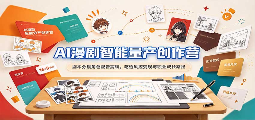 零基础AI漫剧创作营：TapNow剧本分镜配音剪辑与风控变现