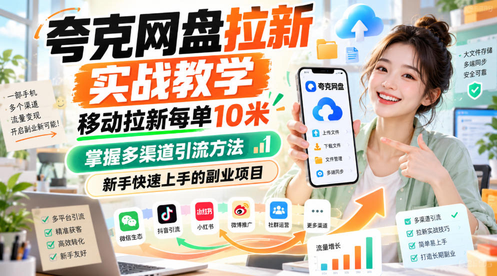 夸克网盘拉新实战教学：公众号引流+漫剧爆款，新手副业快速上手
