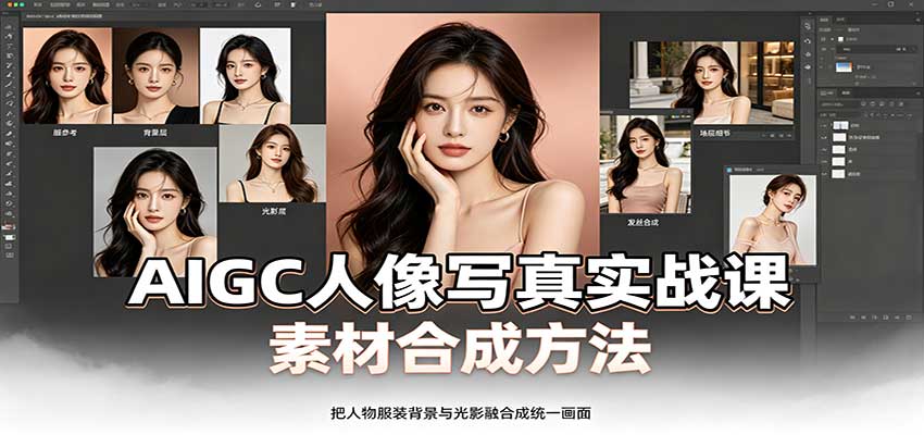 AI人像写真实战课：软件部署素材合成，婚纱儿童孕妈等12大案例出片