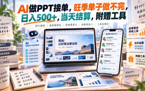 AI做PPT接单教程：旺季单子做不完，变现500方法当天结算附工具