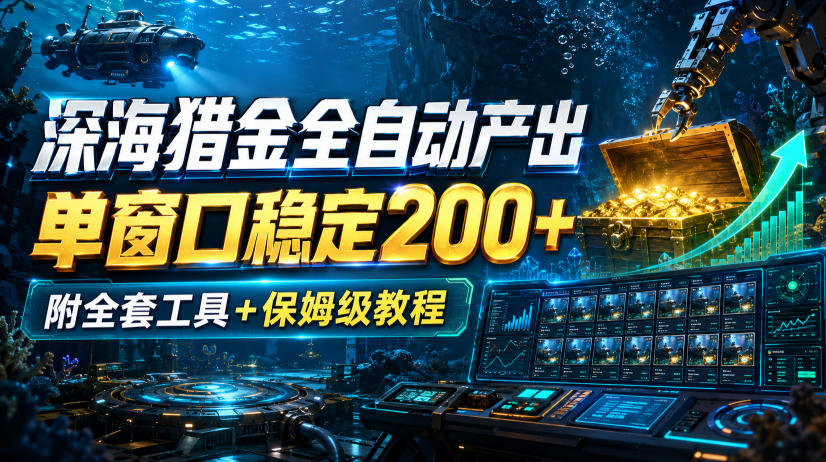 深海猎金自动化G机脚本，单窗口变现200方法，附打金工具与回收渠道教程