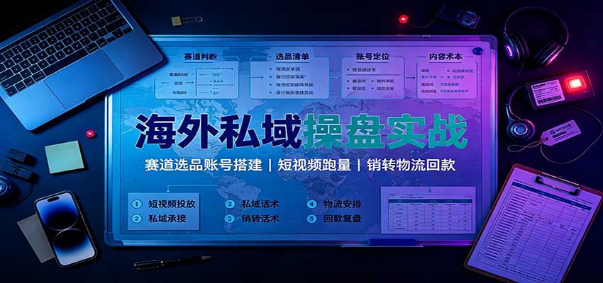 海外私域操盘实战：选品起号短视频跑量，销转物流回款全攻略