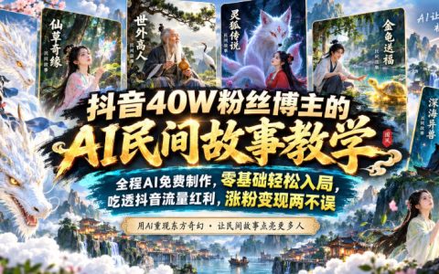 抖音40W粉博主亲授AI民间故事制作，零基础免费起号涨粉变现全攻略