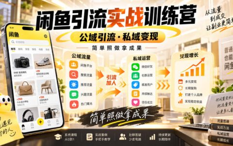 闲鱼引流实战训练营，公域引流私域变现，手机副业陪跑，照做拿结果