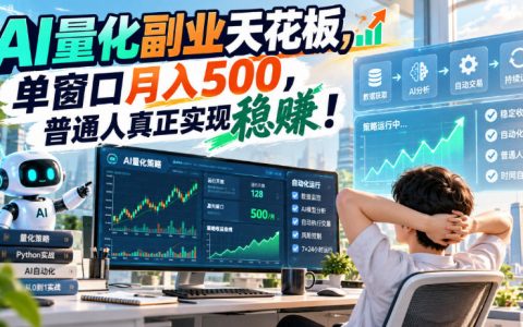 AI量化副业单窗口变现500步骤，普通人零门槛稳赚项目