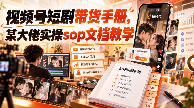 视频号短剧带货实操SOP手册：直播短视频私域闭环玩法教学
