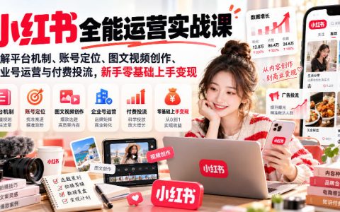 小红书全能运营实战课：零基础起号定位、图文视频创作、企业号投流变现