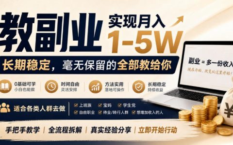 网创平台副业项目教学：变现1-5W长期稳定，适合各类人群实操