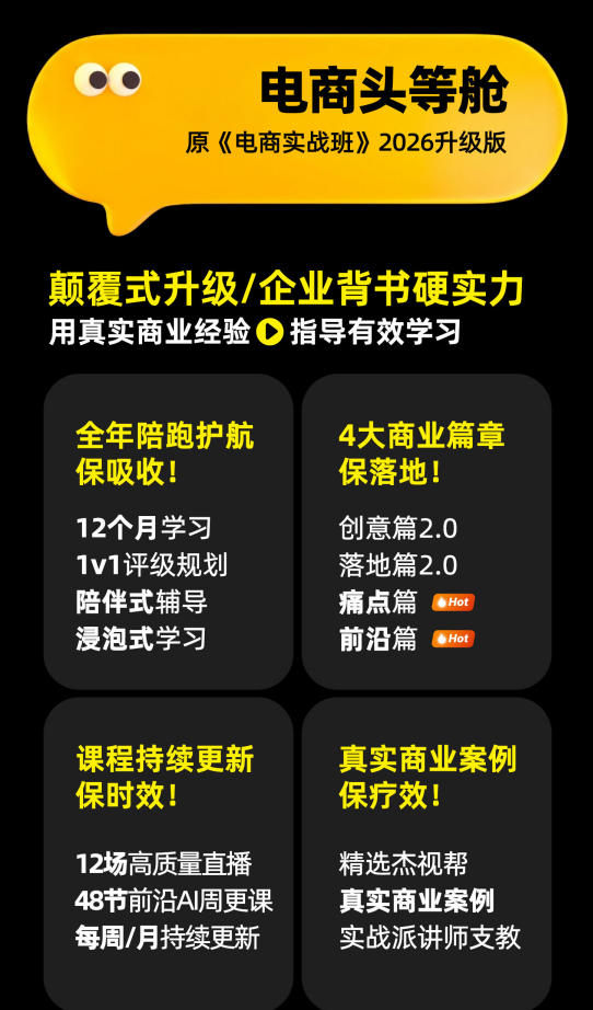 电商头等舱2026新课：AI电商设计实战，从PS精修到ComfyUI商业应用