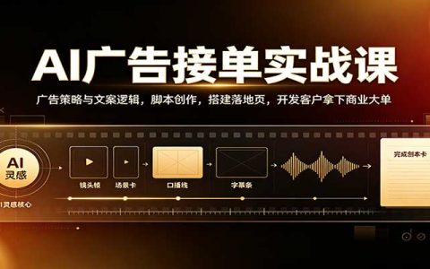 AI广告接单实战：广告策略文案脚本落地页客户开发全链路