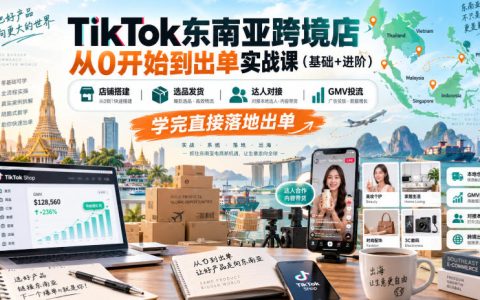 TikTok东南亚跨境店0基础到出单实战课：定价选品发货达人投流GMV Max
