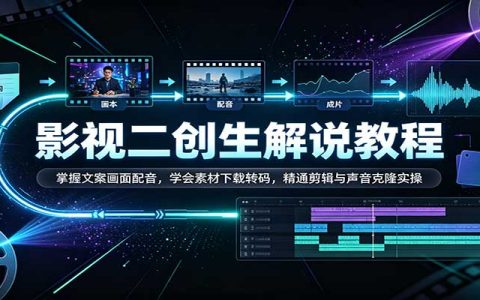 影视二创解说教程：文案画面配音+素材下载转码+声音克隆剪辑实操