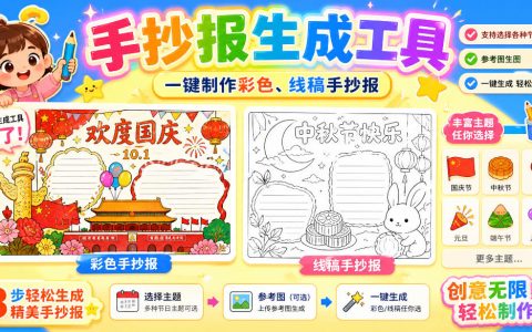 手抄报批量生成工具免费版，告别豆包生图，支持节日模板高清无水印