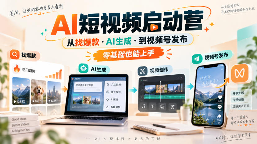 AI短视频启动营：豆包生成爆款脚本，零基础视频号发布全流程