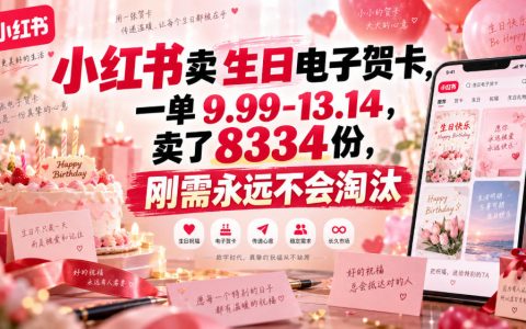 小红书生日电子贺卡副业，零基础虚拟资料变现过万玩法