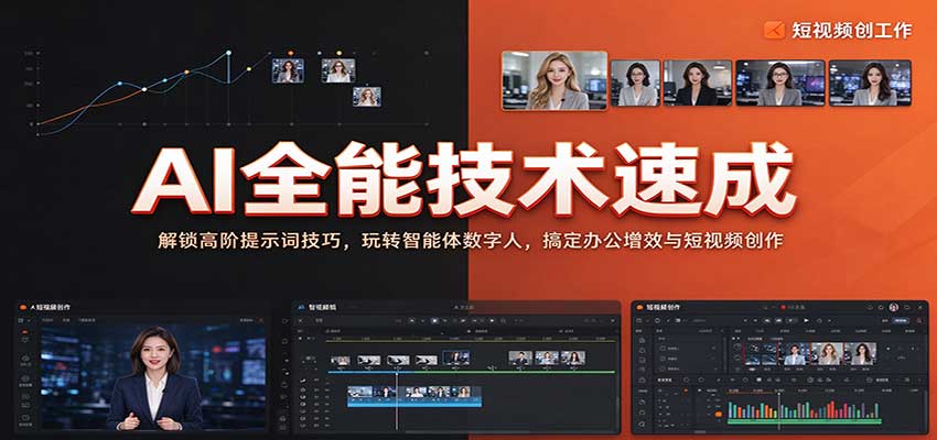 AI提示词智能体数字人实战课：办公增效与短视频创作速成