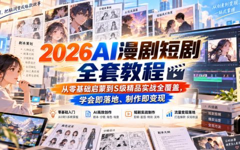 2026 AI漫剧短剧全套教程：零基础到S级精品实战，学会即变现