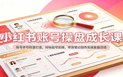 小红书账号养号起号带货全流程实操课，7天权重提升与对标起号复盘
