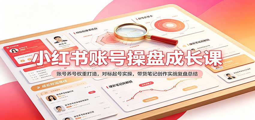 小红书账号养号起号带货全流程实操课，7天权重提升与对标起号复盘