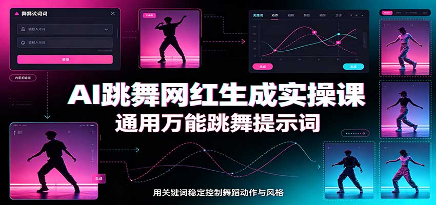 AI跳舞视频实操课：万能提示词防肢体扭曲，多模型通用批量生成网红舞蹈