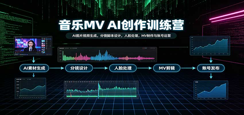 音乐MV AI创作训练营：AI图片视频生成+分镜脚本+人脸处理与账号运营