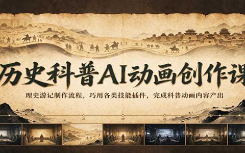 历史科普AI动画创作课：理史游记制作流程+地名查询/文案转视频提示词/泛科普文案生成技能插件