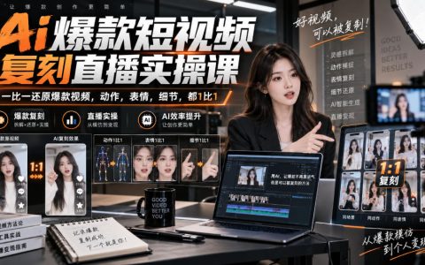 2026最新AI短视频复刻实操课，1比1还原爆款视频动作表情细节