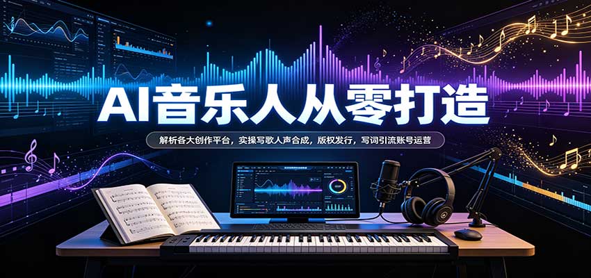 AI音乐创作营：九大平台实操、XStudio人声合成与网易云发行全流程