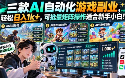 AI自动化游戏搬砖副业三款工具实测：新手小白矩阵操作变现1方法