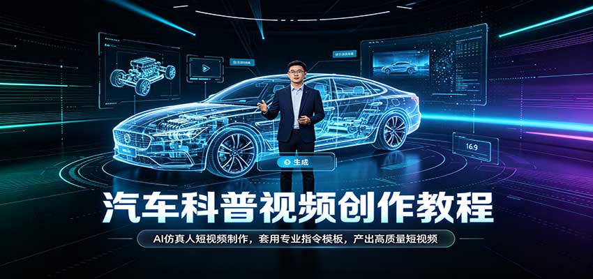 AI仿真人汽车科普短视频制作教程：分镜剧本指令模板实操