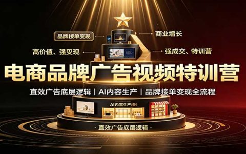 电商广告视频特训：直效广告底层逻辑+AI内容生产，品牌接单变现全流程
