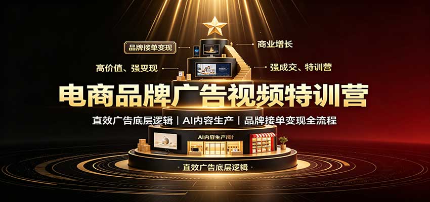 电商广告视频特训:直效广告底层逻辑+AI内容生产,品牌接单变现全流程 电商广告视频特训:直效广告底层逻辑+AI内容生产,品牌接单变现全流程