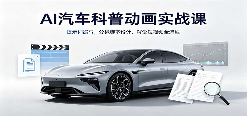 AI汽车科普动画实战课：提示词编写与分镜脚本设计全流程