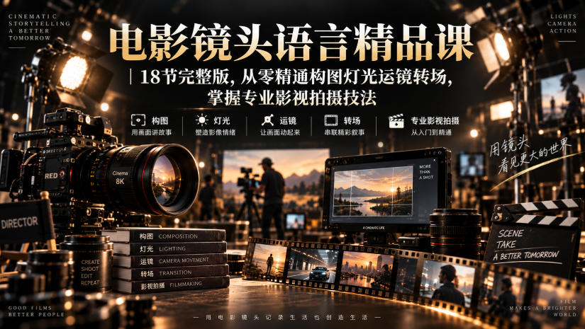 电影镜头语言18节完整课:构图灯光运镜转场从零精通 电影镜头语言18节完整课:构图灯光运镜转场从零精通