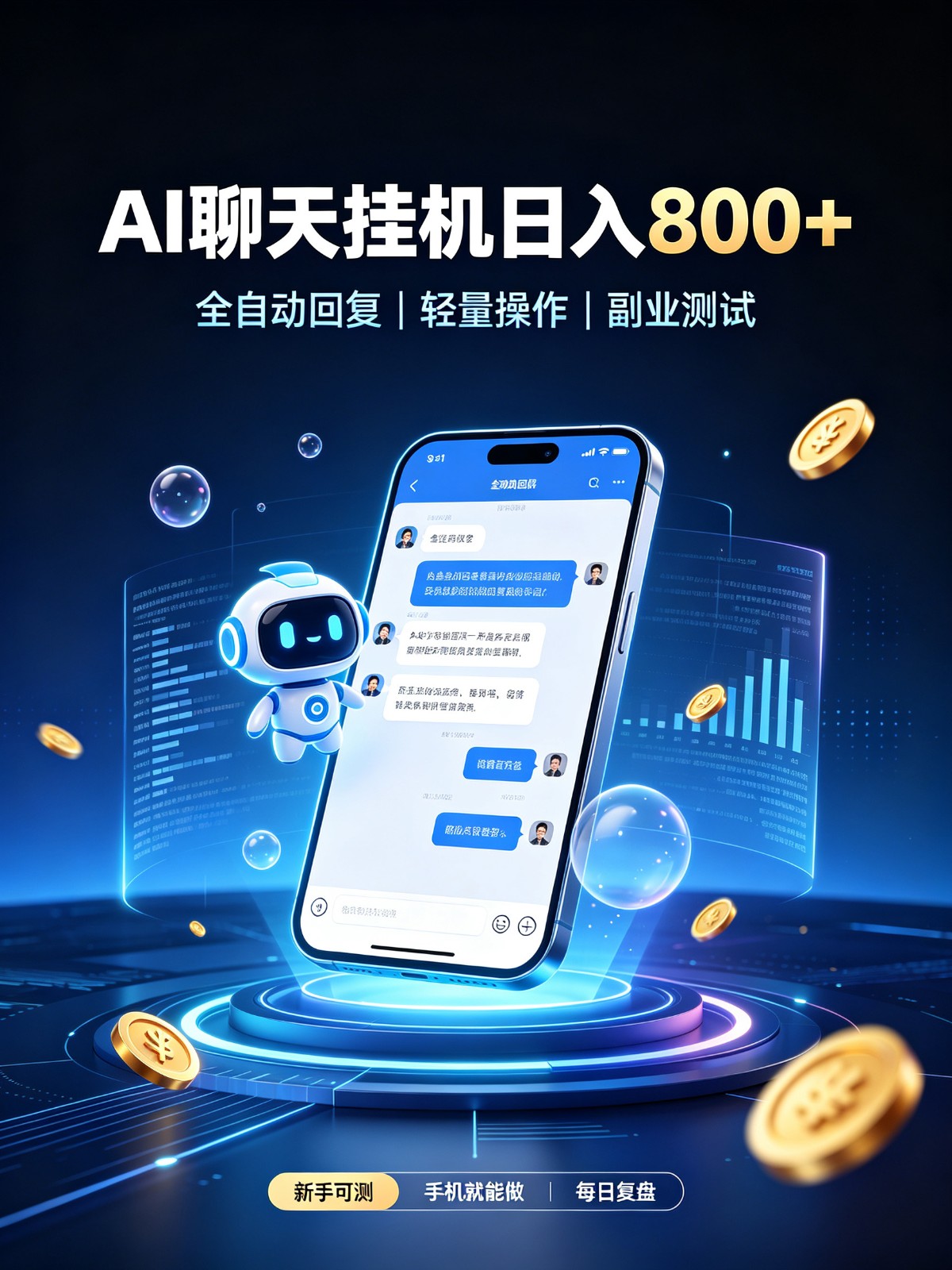 AI聊天G机变现800方法个人副业工作室矩阵自动化脚本