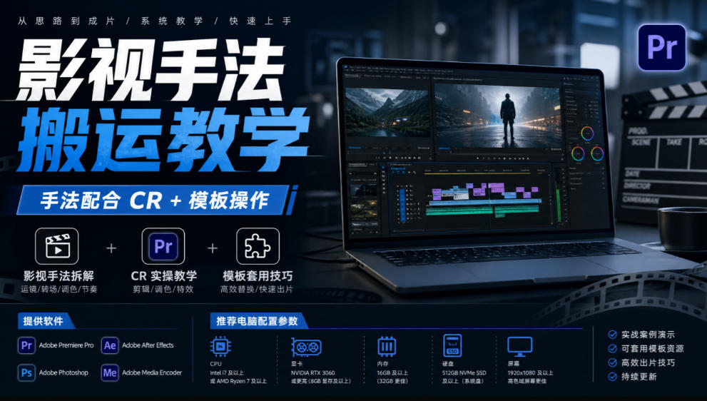 影视搬运去重教学CR参数模板配合扫光画中画操作教程