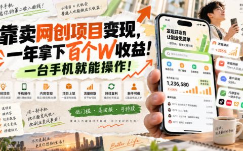 网创小程序虚拟资料变现教程：一部手机低成本副业年入百万