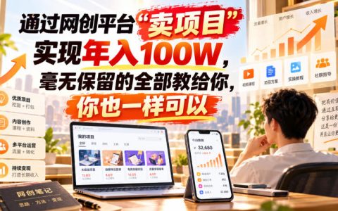 网创平台卖项目年入100步骤W实操教程，小白也能学会的虚拟资料变现方法