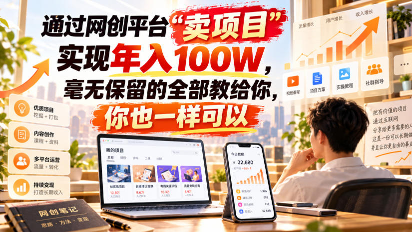 网创平台卖项目年入100步骤W实操教程,小白也能学会的虚拟资料变现方法 网创平台卖项目年入100步骤W实操教程,小白也能学会的虚拟资料变现方法