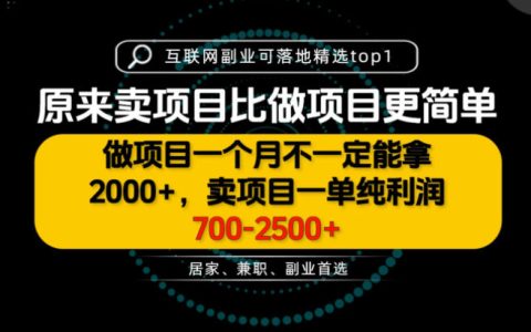 卖项目比做项目更赚钱？普通人变现5-10w的副业项目实操拆解