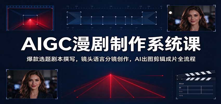 AIGC漫剧制作全流程课：爆款选题剧本撰写、镜头语言分镜与AI出图剪辑成片实战