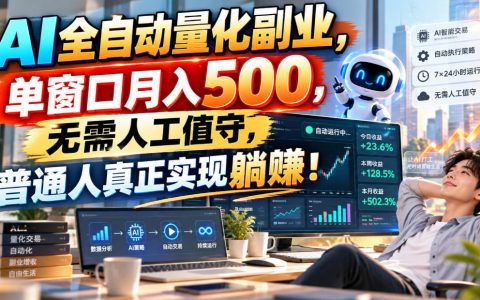 AI自动化量化副业，单窗口变现500步骤，无需人工值守，小白也能躺賺
