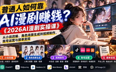 2026AI漫剧实操课：零基础小说改编到AI视频接单变现全流程